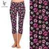 Letfind Summer Cute Pink Dog Paws Stamping Leggings super morbido High Waist Plus size Slim Mid-Calf 210925