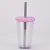 Reusable Boba Cup 16OZ Double Wall Thick Plastic Tumbler Leak Proof Design Bubble Tea Mug sea shipping RRB13239