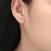 Joyería de lujo con pasador de marca, pendientes con letras en V de diseño Simple para mujer, pendientes elegantes de acero inoxidable de Color dorado para fiesta, boda