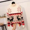 Inverno brutto maglione natalizio maglione alto maglione mohair femmina snowflake elk oversized knit jumper pullover tops donne 210520