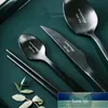 5st/set rostfritt stål servis set kniv och gaffel sked bordsartiklar biff chopstick sked set svart enkla västerländska tabellfabriksexpertdesign