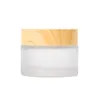 Frosted Glass Jar Cream Flessen Ronde Cosmetische Kruiken Hand Gezicht Verpakking Flessen 5G 50G potten met houtkorrel DH223