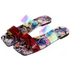 Slippers tamanho grande Snake Impressão Laser Strap Mulheres Slides Colorido Sandálias Plana 2021 Summer Beach Sandalias Mujer Claquette Femme