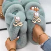 Slippers Women's Fashion Pearl Sweet Ladies Bow Decor Faux Slides Luxury Designer Sandals Flip Flops Cute ShoesSlippers