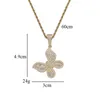 Hip Hop Iced Out Pendant Charm Bling Animal Butterfly Necklace with Rope Chain Fashion Charm Jewelry