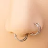 Stainless Steel Double Nose Ring Spiral Nose Septum Piercing Cartilage Hoop Earrings Tragus Helix for Women Nostril Jewelry