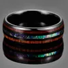 Wedding Rings Fashion 8mm Black Tungsten Carbide Hawaiian Koa Wood And Abalone Shell Opal Inlay Ring Band Men's Jewelry