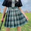 スカート夏の韓国のハイウエスト格子縞のスカートかわいいミニaラインビンテージセクシーなプリーツ女性JKユニフォームの学生服