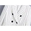 Women Two Pieces Set Striped Blazer and Loose Trousers Suit Fashion Casual Chic Lady Outfits 210517