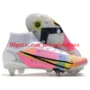 Mens High Ankle Soccer Shoes Mercurial Superfly VIII Elite SG PRO Anti Clog Cleats Neymar Cristiano Ronaldo CR7 Football Boots