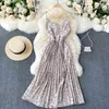 Singreiny Kobiety Kwiatowy Pasek Suknia Seksowna V Neck Bez Rękawów Bez Backless Dresses Linia Summer Boho Off Ramię Plised Beach Dress 210419