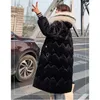 parka donna nero bianco rosa M-3XL plus size Giacca invernale coreana manica lunga con cappuccio abbigliamento caldo sciolto LR435 210531