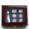 Europa américa estilo masculino senhora feminino aço titânio 6 novos anéis patriota super bowl troféu conjunto gravado carta padrão lov239l