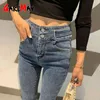 High Waisted Skinny Jeans for Women Slim Denim Pencil Pants Casual Vintage Female Streetwear Ladies Elastic 210428