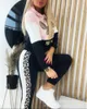 Kvinnors tvåbit byxor Wepbel Casual Sats Höstsportkläder Kläder Leopard Splicing Sweatshirt Suit Women 2 Outfits Tracksuits