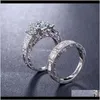 Rings Drop Delivery 2021 Arrival High Quality Vintage Jewelry 925 Sterling Sier Filled Three Stone Princess Cut White Topaz Sona Women Weddin