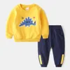 Mudkingdom Meninos Outono Outono Moda Jogger Sweatpants Children Roupas Conjunto Dos Desenhos Animados Roupas Casuais 3-8 Anos 210615