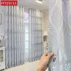 Gardin draperier genomskinliga och ogenomskinliga gråa enkla moderna bladgas, lyx semi-blackout gardiner för levande matsal sovrum