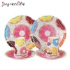 1set Donut Party Fournitures Enfants Fête d'anniversaire Décor Burger Icecream Candy Donut Ballon Donut Plaque Coupe Garland Mariage Faveur 210408