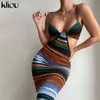 Kliou Impressioni Print Maxi Dress Donna Sexy Camis Backless Bodycon Vestido Hot Female Body-shaping Streetwear Autunno Robe Y1204