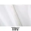 TRAF Женская мода с капюшоном с длинными асимметричными блузними, асимметричные блузки с длинным рукавом, боковые вентиляционные вентиляторы женские рубашки шикарные вершины 210415