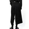 Calças masculinas Yamamoto estilo casual calças, culotes de perna larga, estrutura assimétrica irregular, calças super soltas escuras