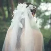 Ins hotsale witte bloem bruids sluiers kristal bruiloft hoofddeksel met sluier handgemaakte vrouwen accessoires x0726