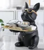 Bouledogue figurines stockage porte d'entrée clé bonbons plateau nordique lumière luxe personnalité décoration de la maison