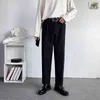 Privathinker Siyah erkek Takım Elbise Pantolon Kore Pantolon Erkekler için Gevşek Düz Rahat Pantolon Capris Kore Markalı Erkek Giyim 211119