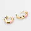 Hoop & Huggie Pipitree Classic CZ Ear Buckle For Women Gold Color Geometric Enamel Circle Earrings Punk Hip Hop Jewelry Accessories