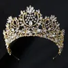 Kmvexo vintage luxo grande noiva europeia casamento tiaras lindo cristal grande rainha rainha coroa acessórios de cabelo 210707