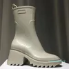 디자이너 - 여성 하프 부츠 신발 겨울 chunky med heels 일반 사각형 발가락 신발 Rainboots 지퍼 중반 송아지 부티 착용 방지 두꺼운 솔직한 부츠