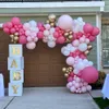 169 Uds Hot Pink Rose Red Balloon Garland Arch Kit Chrome Metallic Gold Globos boda cumpleaños fiesta decoraciones baby shower X0726