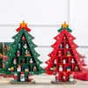 Juldekorationer DIY Trä träd Creative Advent Scene Layout Ornaments röd och grön xmas skrivbord dekoration