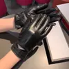 Wypoczynek Sheepskin Skórzane rękawiczki Kobiety Ciepłe Rękawiczki Plus Velvet Designer Metal List Mitten z Pudełko