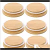 Kitchen Storage Organization 6 Pack Wooden Lids Reusable Bamboo Mason Compatible With Wide Mouth Jar Canning Henan Arhsg