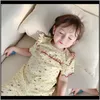 Babykleding baby, moederschapslittle meisje 1-6Y mode schattige bloemen gedrukt breien peuter nachtkleding set zomer kinderen pyjama suits drop de