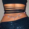 Bälten Sexig Crystal Letter Waist Chain Zodiac Thong Summer Body Smycken Rhinestone Pendant Belly Belt