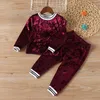 Girls Set Autumn Winter Pleuche Velvet Long-sleeved Top+ Pants Kid clothes Toddler Christmas Children's Clothes 210515