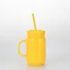 The latest 20OZ double-layer plastic coffee mug, Mason bottle with handle style water cup, support customized logo