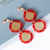 Nueva Boutique, pendientes largos colgantes de cristal rojo, pendientes llamativos colgantes de moda para mujer, accesorios de joyería ZA