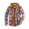 Men039s Jackets Casual Sports Hooded Fake Twopiece Plaid Jacket Sweatshirts Flannel Shirts Coat European And American3912159