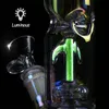 12.2 tum höjd två styper regnbåge hookah lumious glöd i det mörka glas vatten bongs dab riggen downtem 14.4mm skål