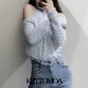 Women Fashion Hollow Out Soft Touch Cropped Cable-knit Sweater Long Sleeve Female Pullovers Chic Tops 210420