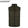 Plus Size Mężczyźni Bez Rękawów Płaszcz Zima Ultra Light White Duck Down Vest Kamizelka Męska Szczupła Kamizelka Męska Wiatroszczelna Ciepła Kamizelka 9687 G1115