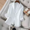 Hot Selling Blazers New Spring Summer Women's Jacket 2021 Chic OL Slim Blazer Femme Elegant Single Button Blue Black Office Suit X0721