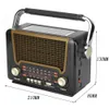 M-527BT-S Radio AM/FM/SW Wielozakresowy Retro Odtwarzacz muzyczny MP3 z kartą TF Gniazdo USB Uchwyt anteny Przenośny głośnik do starszej Latarka LED do ładowania słonecznego