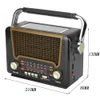 M-527BT-S Radio AM/FM/SW Lettore musicale MP3 retrò multi-banda con slot per scheda TF USB Maniglia per antenna Altoparlante portatile per Elder Ricarica solare Torcia a LED