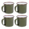 Tasses à eau Vintage en émail, 4 pièces, tasses à thé résistantes à la chaleur (vert)