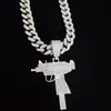 Ожерелья с подвесками для мужчин и женщин в стиле хип-хоп Iced Out Bling UZI Gun ожерелье с 13 мм Майами кубинской цепочкой хип-хоп модные очаровательные ювелирные изделия
